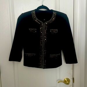 Black jacket top with sequins & bead details size xs excellent condition